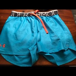 Girls blue under amour shorts